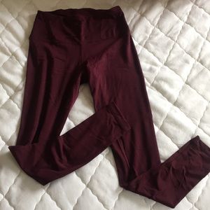 Maroon workout leggings from 90 degrees by Reflex